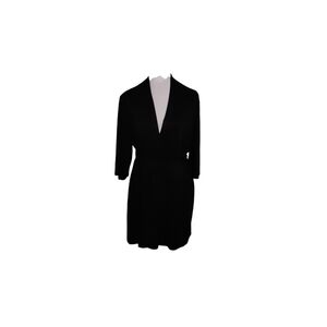 Linea Donatella Women's Black Satin Short Tie Wrap Robe Size L